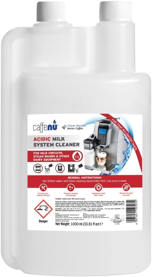 Milk Frother Cleaner. 1000ml Acidic Milk System Cleaner For Coffee Cleaning. Espresso Machine and Barista Accessories. Up to 32 Cleans.