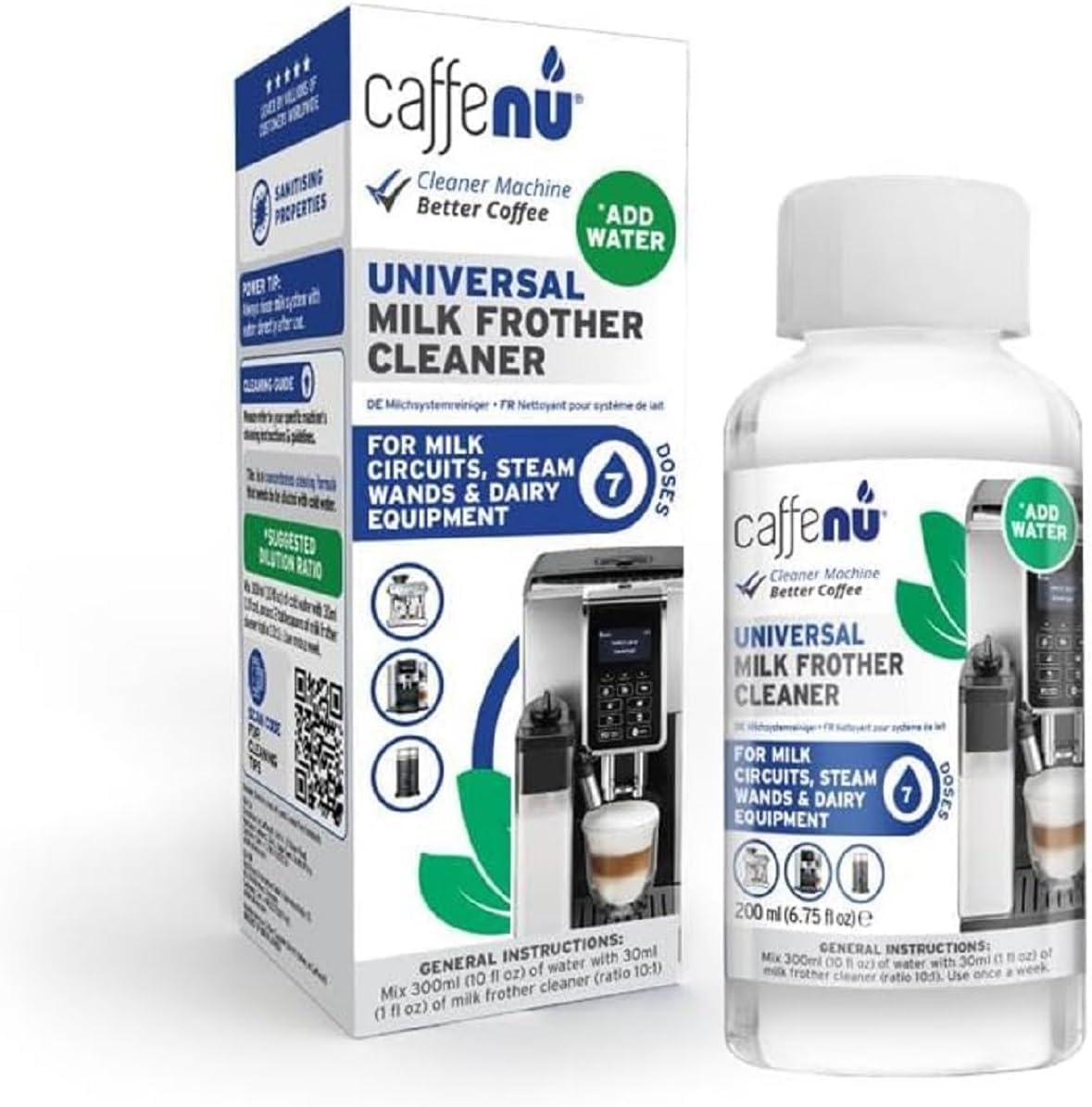 Milk Frother Cleaner. 200ml Alkaline Milk System Cleaner for Coffee Cleaning. Espresso Machine and Barista Accessories. 7 Doses.