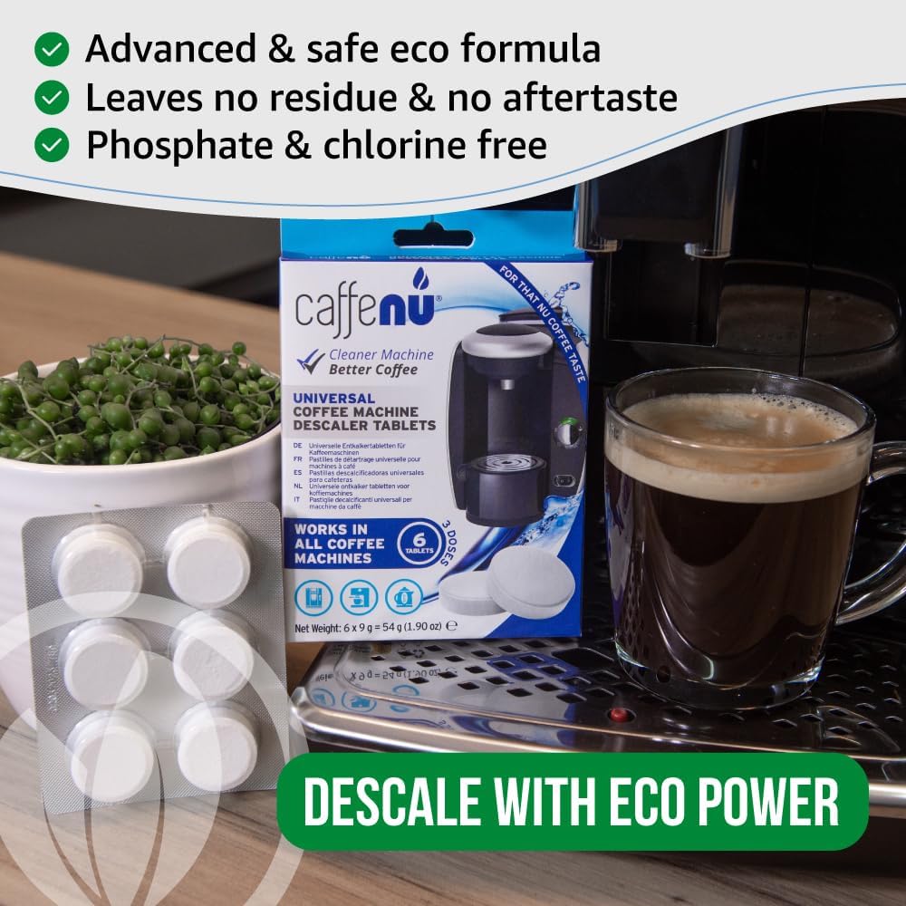Caffenu Descaling Tablets Pack of 6 | Coffee Machine Descaler Tablets | Compatible with Nespresso, Delonghi, Lavazza, Breville, Keurig | Remove Limescale & Build-up | Complete the Barista Kit