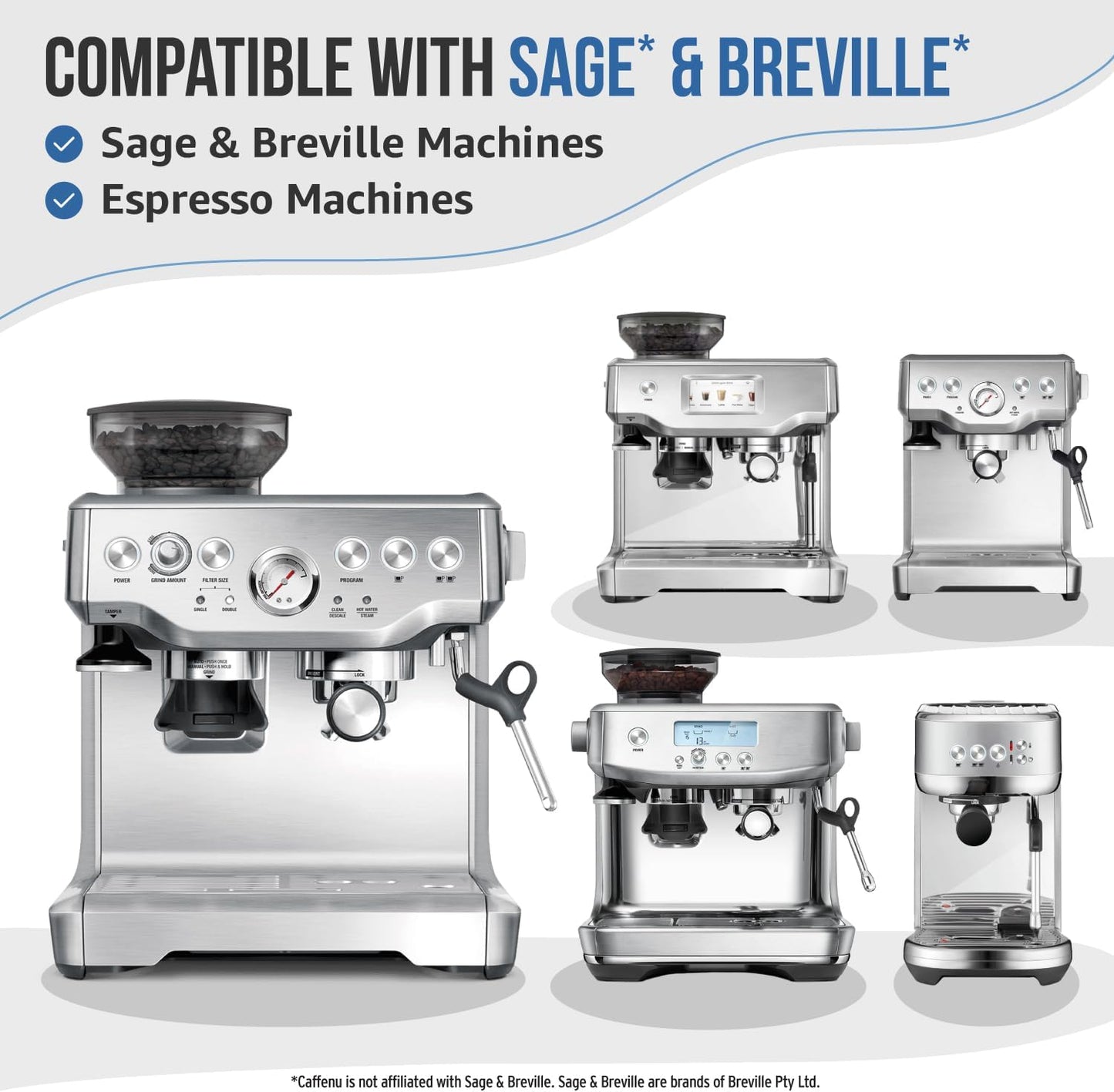 Caffenu Sage & Breville Coffee Machine Cleaning Tablets 10 Pack x 1.4g | Espresso Machine Cleaning Tablets Clean Internal Parts, Portafilter, Inaccessible Areas | Used With Descaling