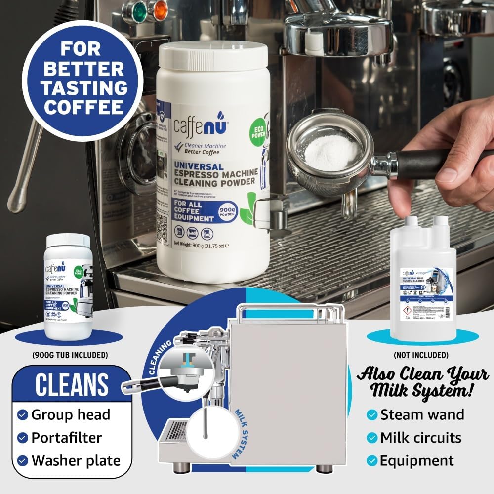 Caffenu | Coffee Machine Cleaner Powder | 900g | Essential part of your Barista Accessories | Espresso Machine Cleaner | Use on your Commercial Machine | Complete the Barista Kit