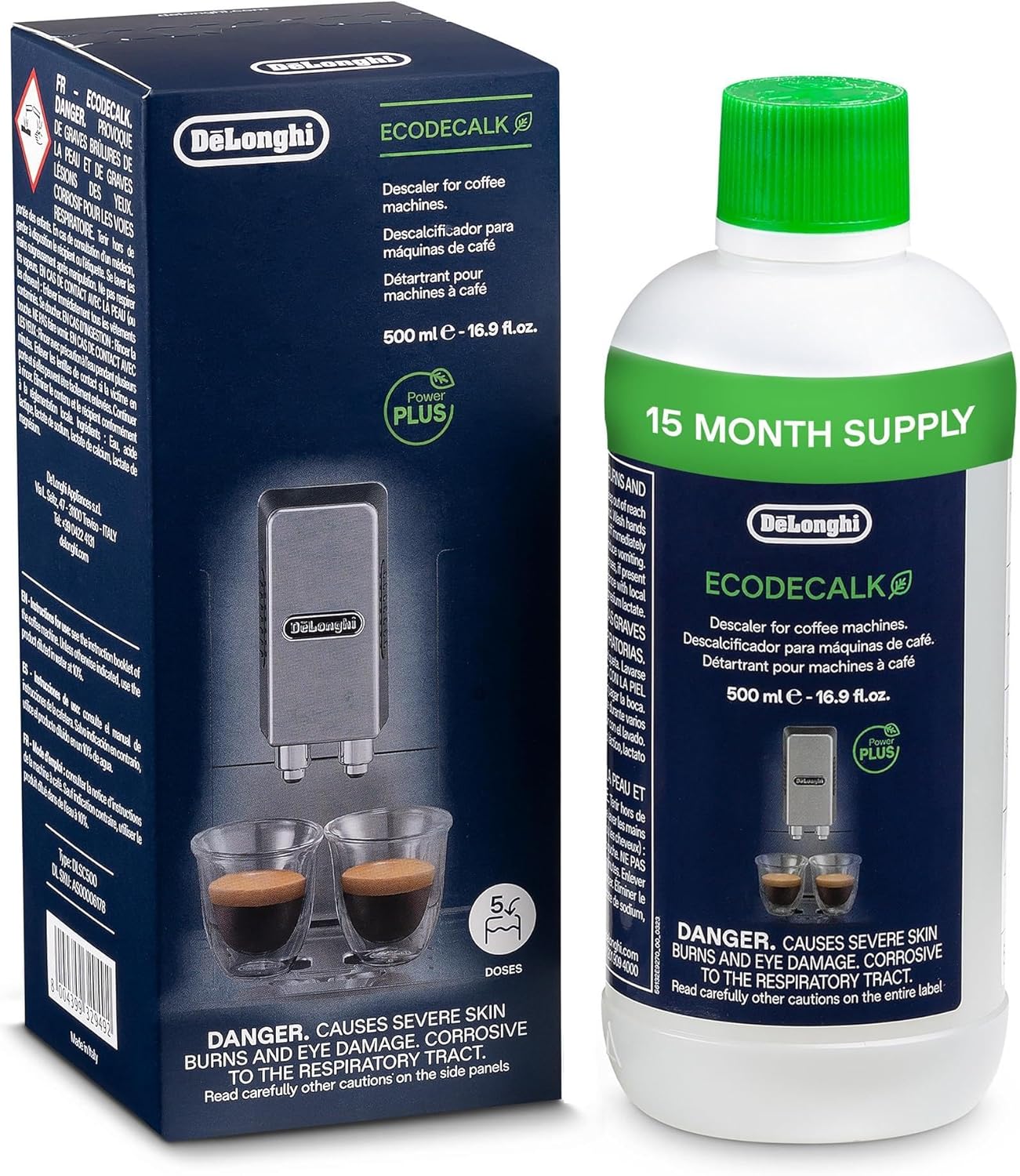 DELONGHI EcoDecalk Descaler Coffee Machine DLSC500 Bottle 500ml
