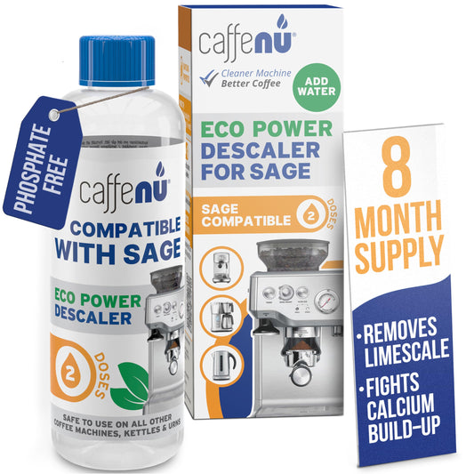 Sage Compatible Descaling Solution. 200ml Descaler Compatible with All Sage and Breville Coffee Machines. Removes Limescale and Provides Hotter Coffee. 2 Uses.