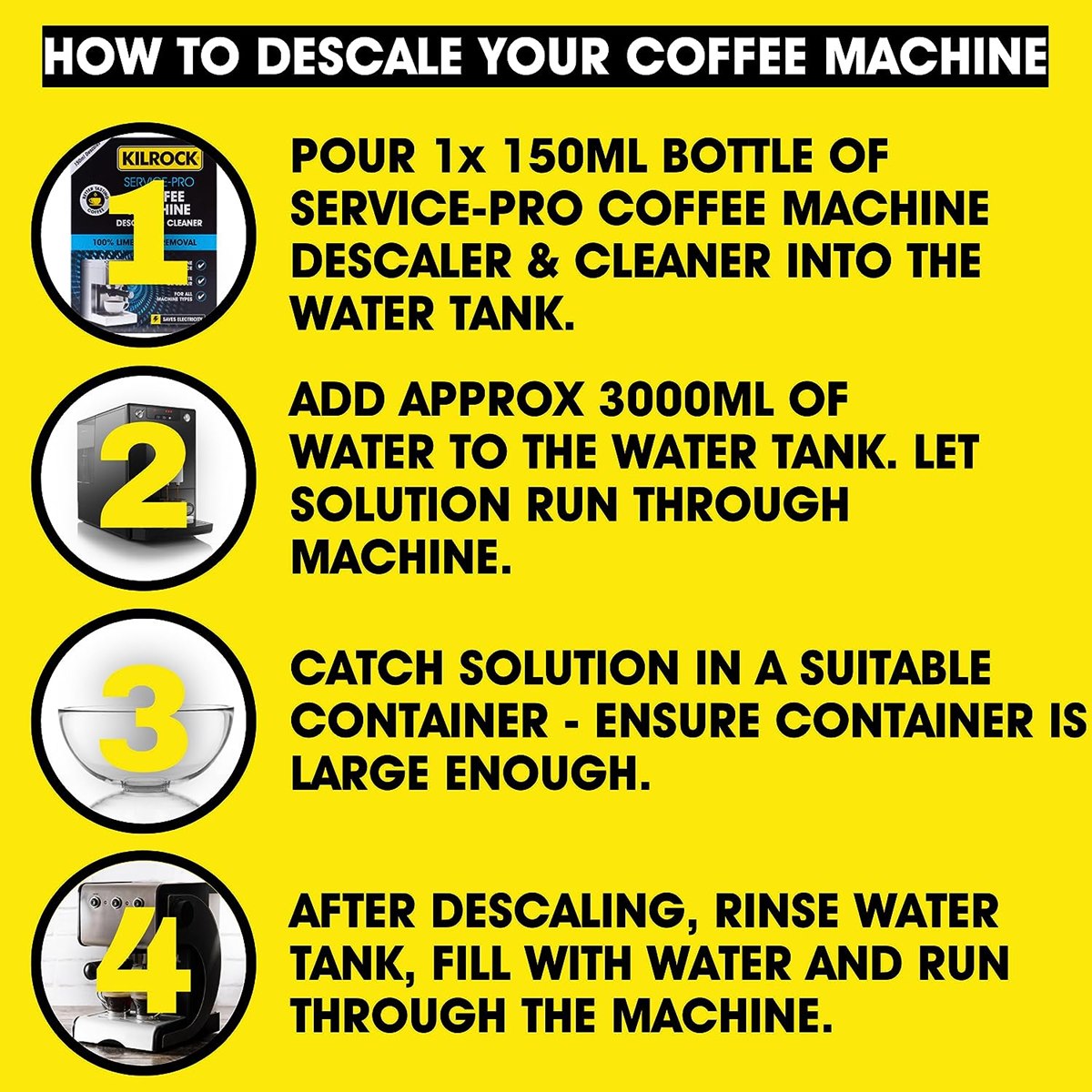 Kilrock Service Pro Coffee Machine Descaler & Cleaner 2 x 150ml