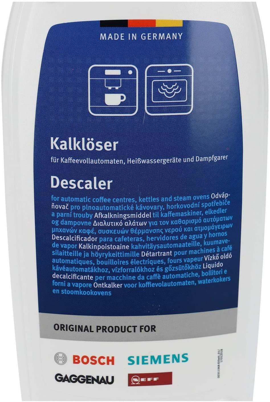 Bosch 311968 311680 Descaler Liquid for Coffee Machine Kettle Steam Oven 500ml