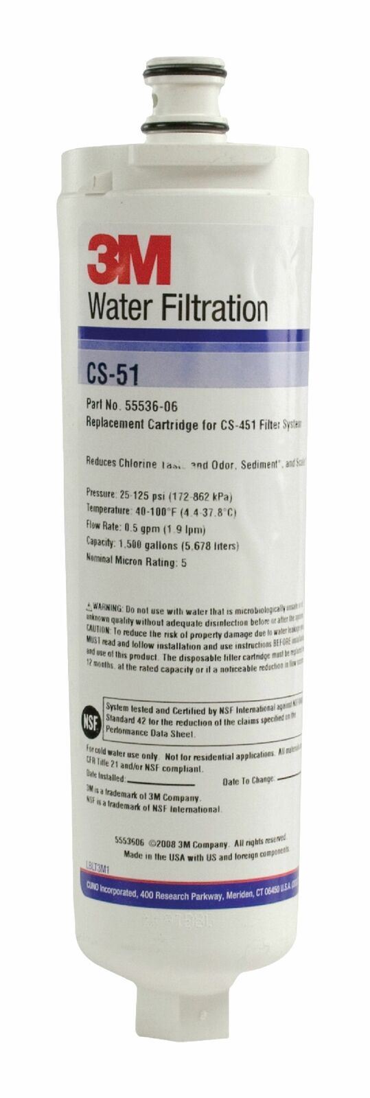 3M Refrigerator CS-51 Water Filter Cartridge for Bosch, Neff, Siemens Fridges & Freezers