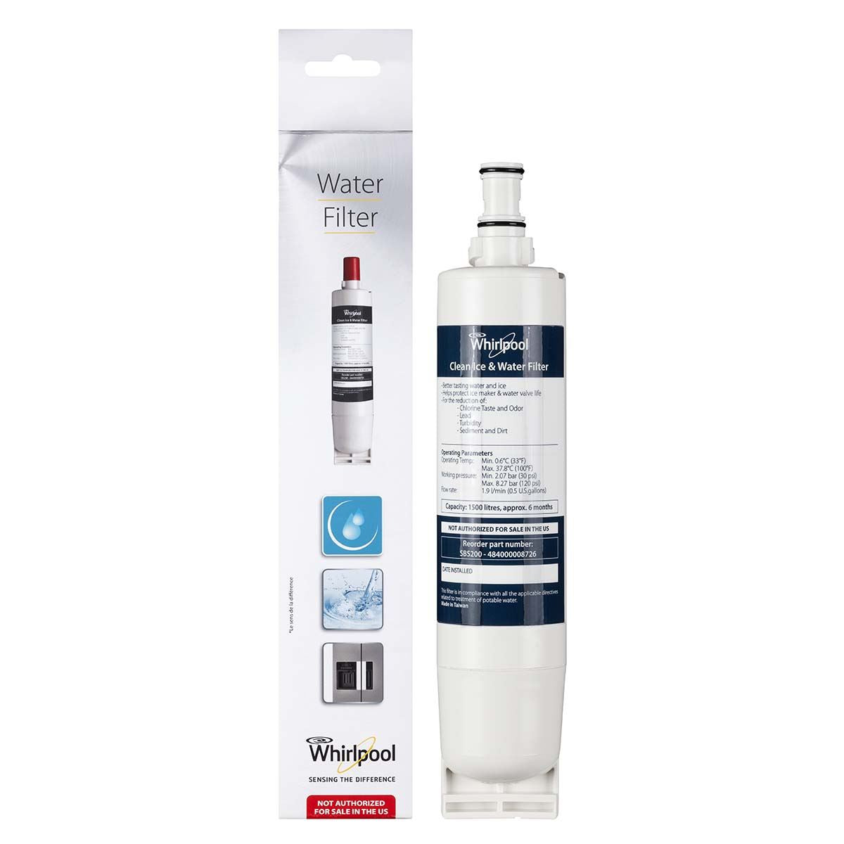 Whirlpool SBS200 Side-By-Side Fridge Water Filter Cartridge- White