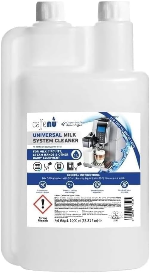 Milk Frother Cleaner. 1000ml Alkaline/Acidic Milk System Cleaner For Coffee Cleaning. Espresso Machine and Barista Accessories. Up to 32 Cleans.