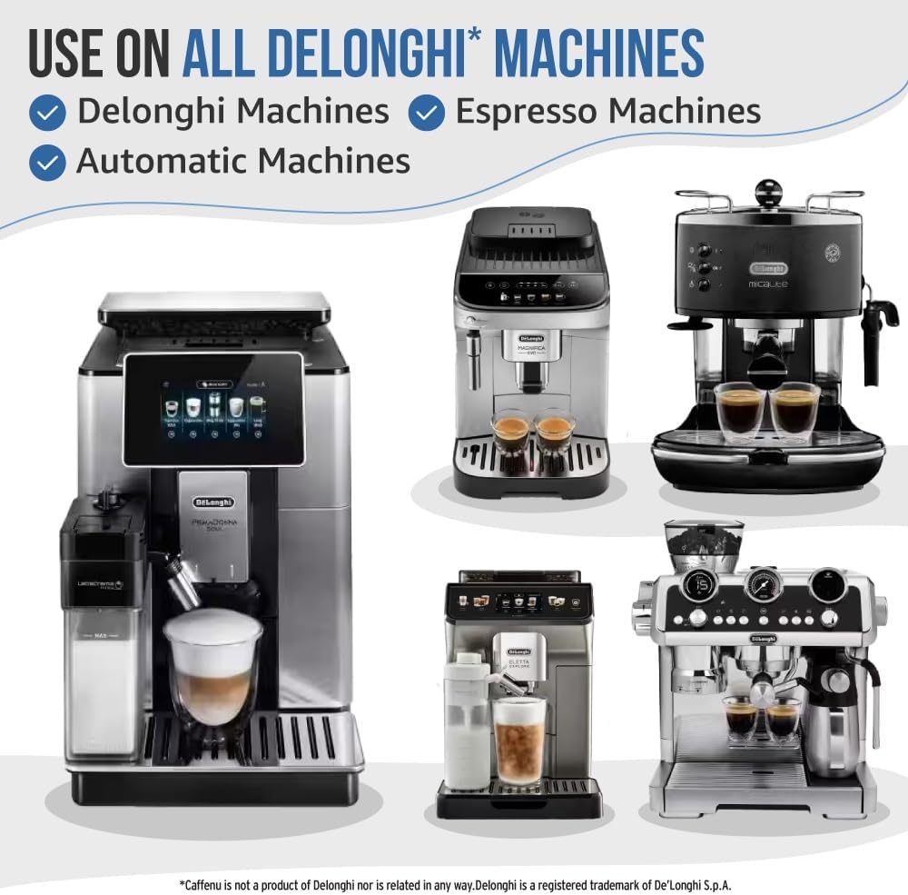 Delonghi Compatible Descaling Solution & 10 Cleaning Tablets. 200ml Descaler. Removes Limescale and Provides Hotter Coffee