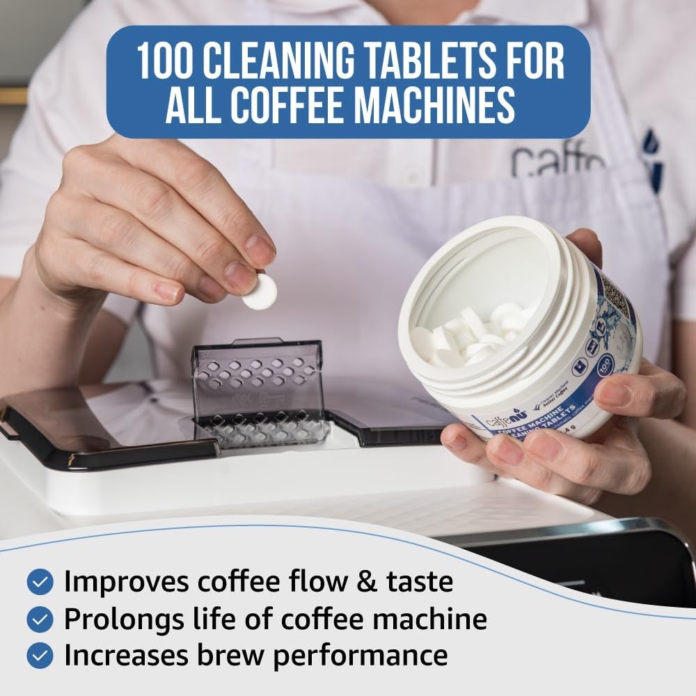 Espresso Cleaning Tablets. 100 x 1.4g. Used Every 100 Cups. Automatic, Superautomatic & Bean to Cup Machine Cleaning Tablets. Use with Descaling