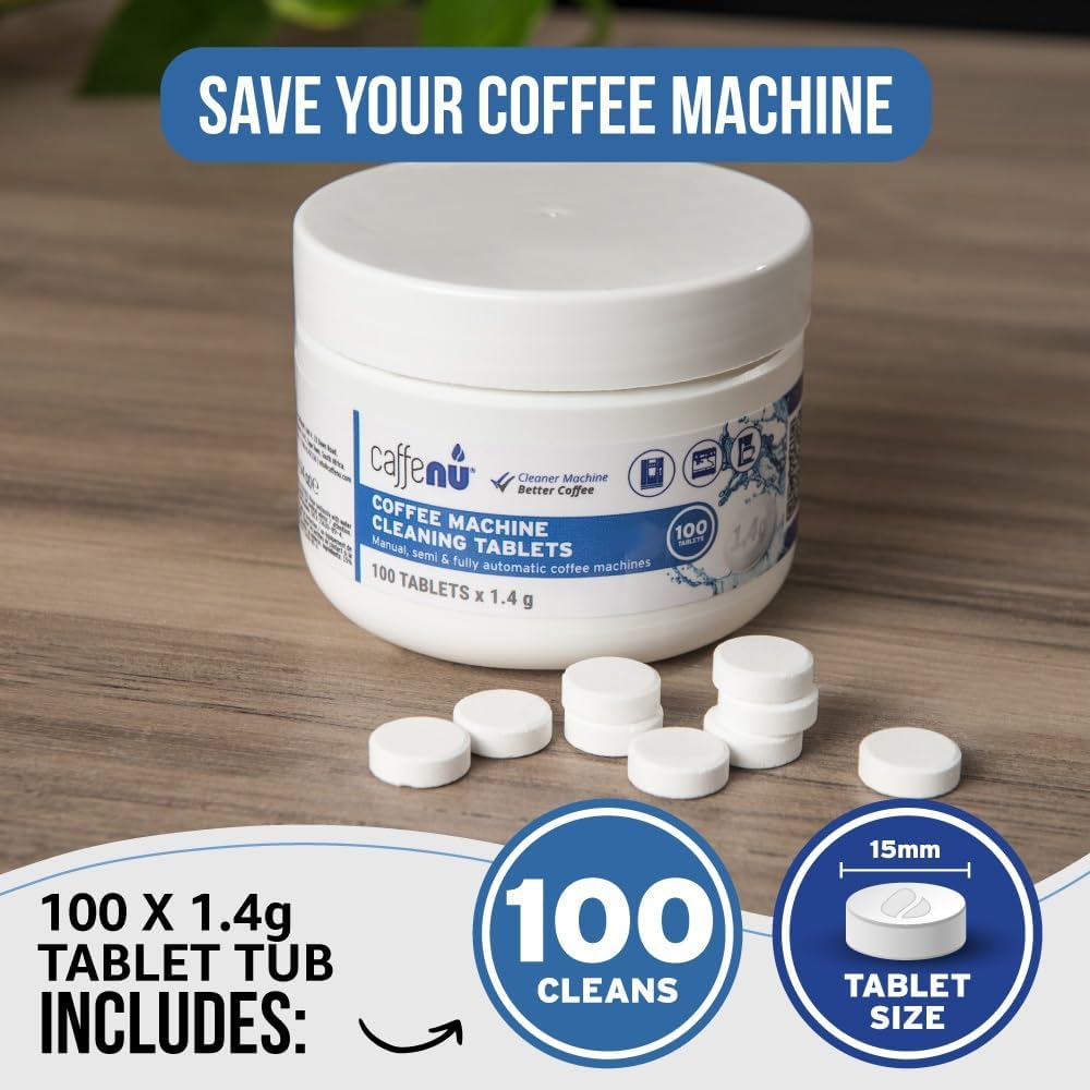 Espresso Cleaning Tablets. 100 x 1.4g. Used Every 100 Cups. Automatic, Superautomatic & Bean to Cup Machine Cleaning Tablets. Use with Descaling