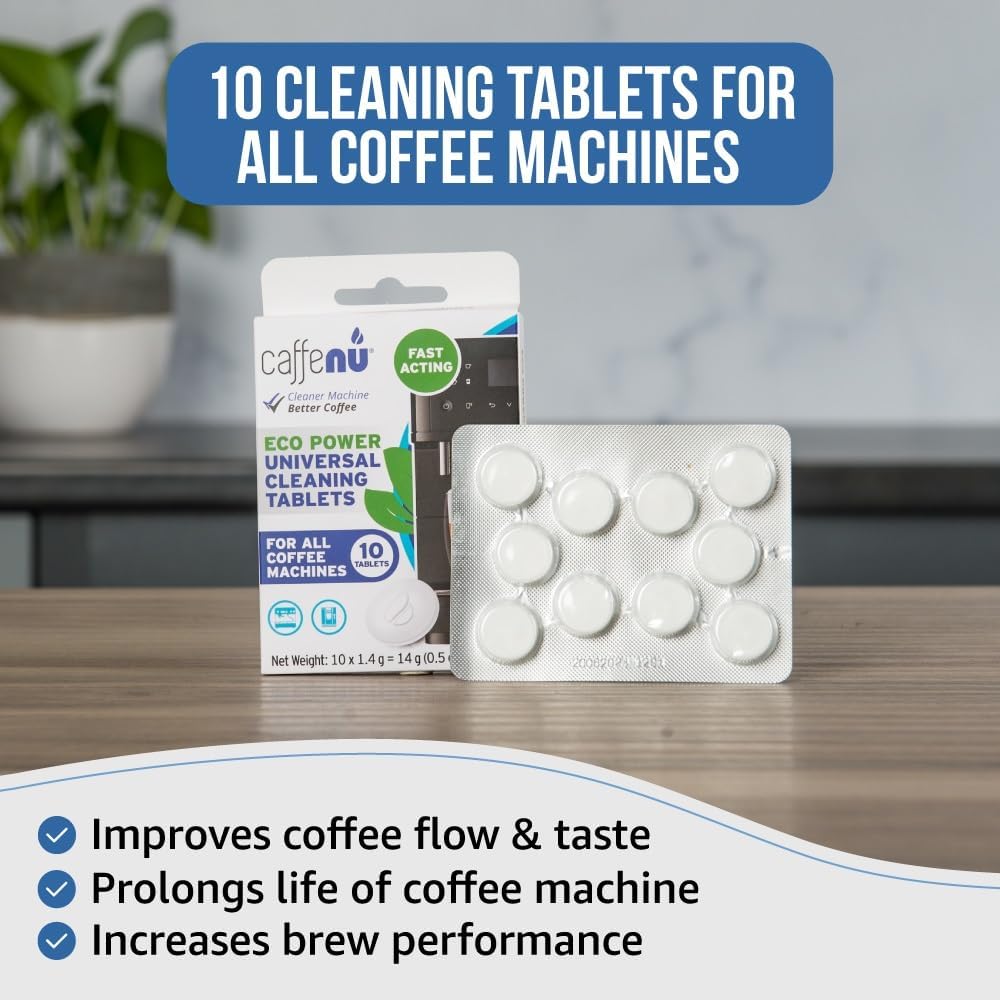 Coffee Machine Cleaner Tablets | 10 x 1.4g | Uused Every 100 Cups | Auto, Bean to Cup & One Touch Machine Cleaning Tablets | used with Descaling