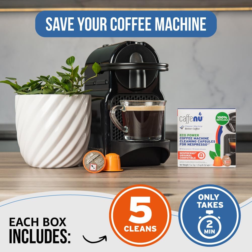 Nespresso Compatible Cleaning Capsules. 5 Originaline Cleaning Pods. Coffee Machine Cleaner For Crisp Coffee. Combines with Nespresso Descaler Kit.