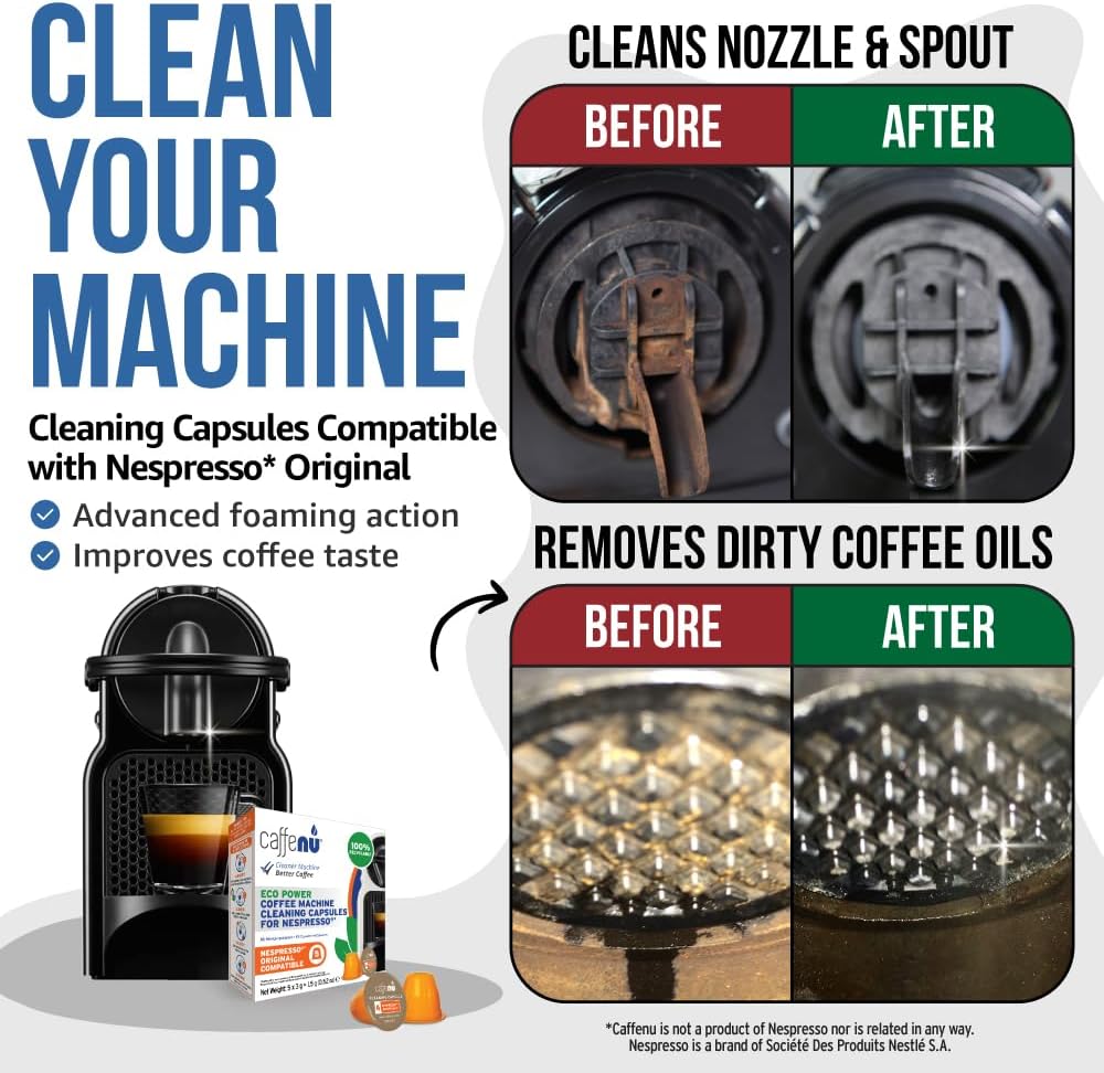 Nespresso Compatible Cleaning Capsules. 5 Originaline Cleaning Pods. Coffee Machine Cleaner For Crisp Coffee. Combines with Nespresso Descaler Kit.