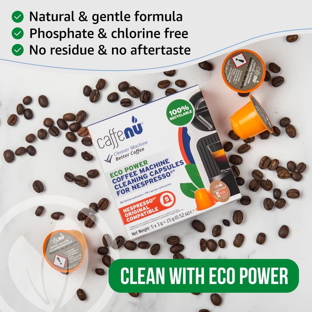 Nespresso Compatible Cleaning Capsules. 5 Originaline Cleaning Pods. Coffee Machine Cleaner For Crisp Coffee. Combines with Nespresso Descaler Kit.
