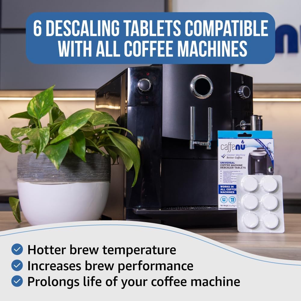Caffenu Descaling Tablets Pack of 6 | Coffee Machine Descaler Tablets | Compatible with Nespresso, Delonghi, Lavazza, Breville, Keurig | Remove Limescale & Build-up | Complete the Barista Kit