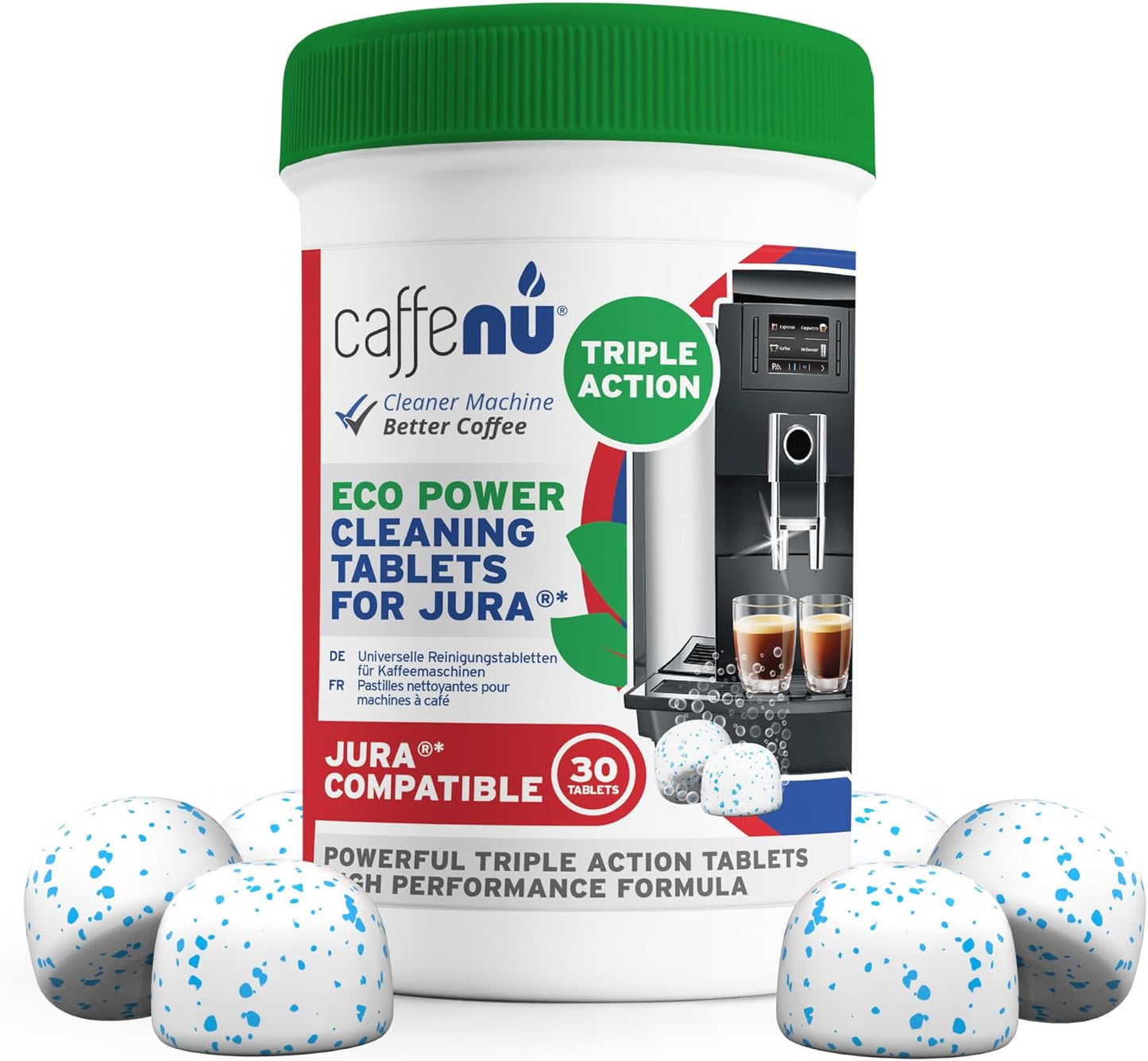 Jura Compatible Cleaning Tablets. 30 Coffee Machine Cleaner Tablets. Cleans Internal Parts, Portafilter, Inaccessible Areas.