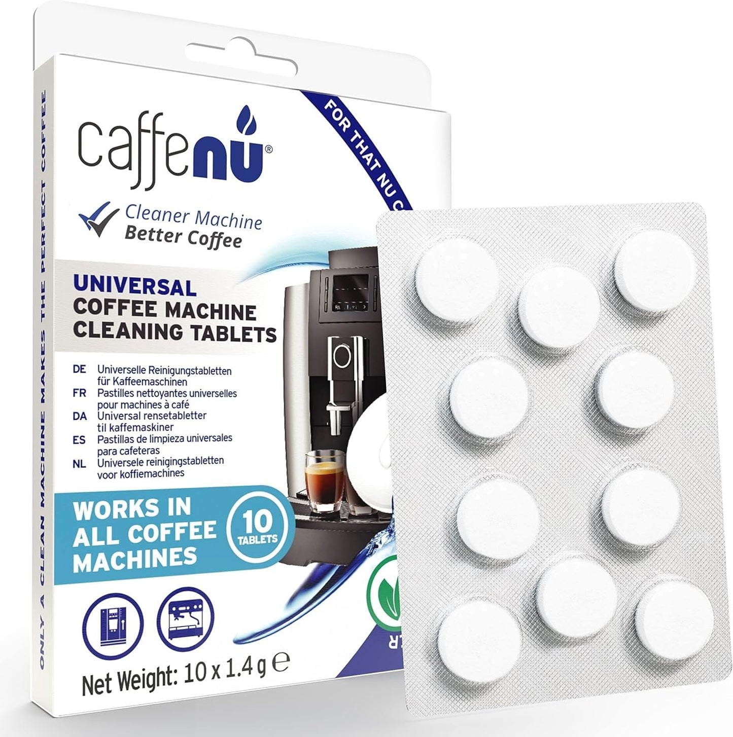 Coffee Machine Cleaner Tablets | 10 x 1.4g | Uused Every 100 Cups | Auto, Bean to Cup & One Touch Machine Cleaning Tablets | used with Descaling