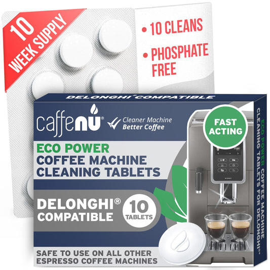 Caffenu Cleaning Tablets Compatible with Delonghi Coffee Machines, 10 Count, 1.4g Each