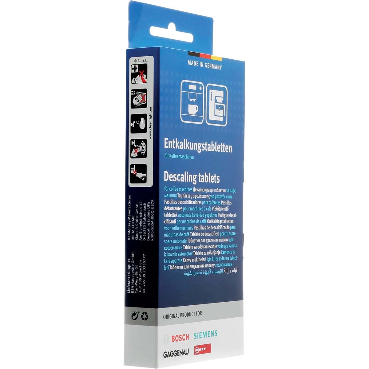 Bosch Descaling Tablets, Removes Limescale and Protects Against Corrosion, Original Accessories, Suitable for All Fully Automated Coffee Machines, Built-in Machines, White, (Pack of 3)