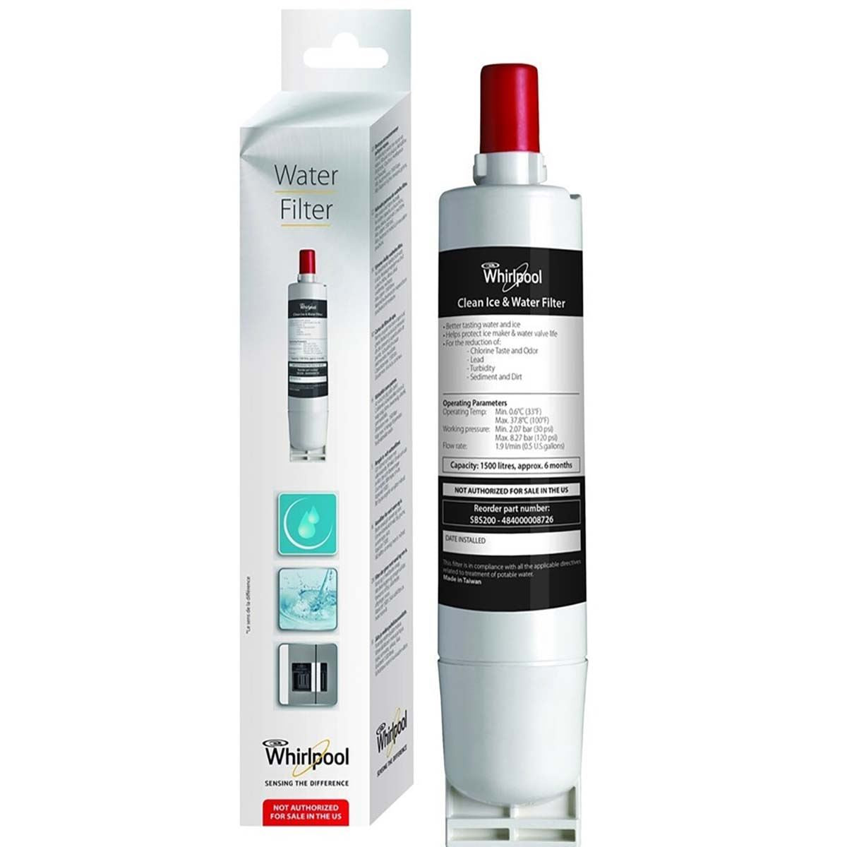 Whirlpool SBS200 Side-By-Side Fridge Water Filter Cartridge- White