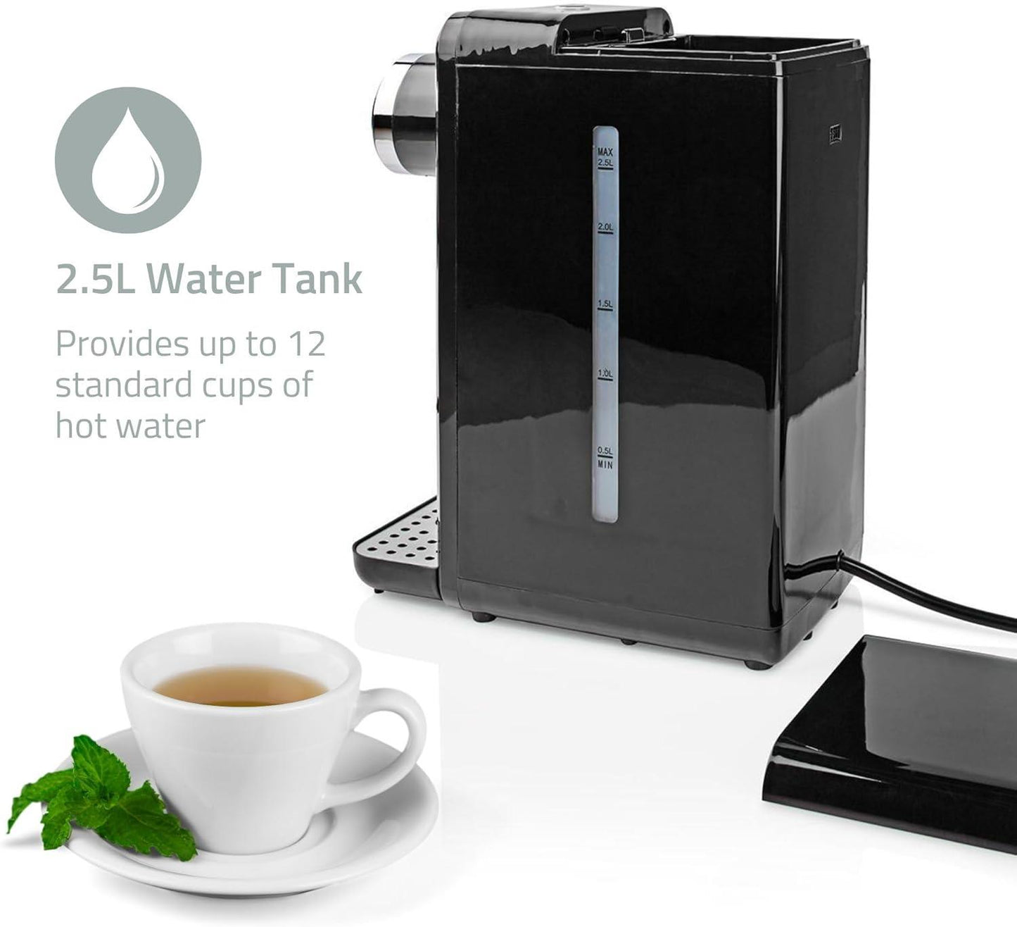 Nedis Hot Water Dispenser Machine 2.5L with One Button Operation with 4x Limescale Filters - Black