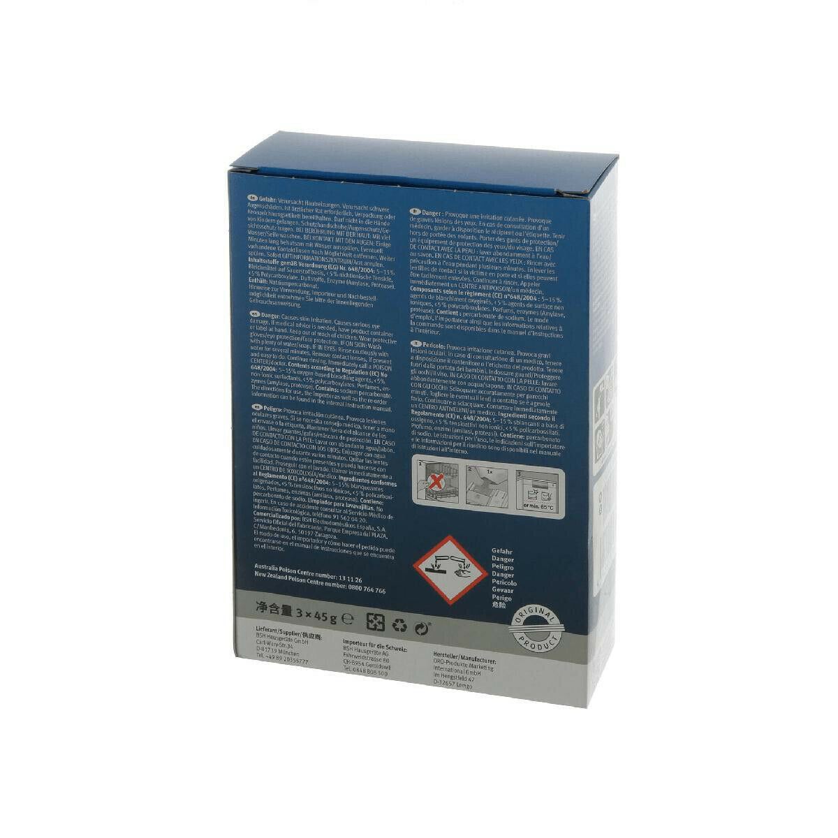 Bosch 00312193 Dishwasher Cleaner (3 Sachets) Removes Grease, Starch and Protein Residues