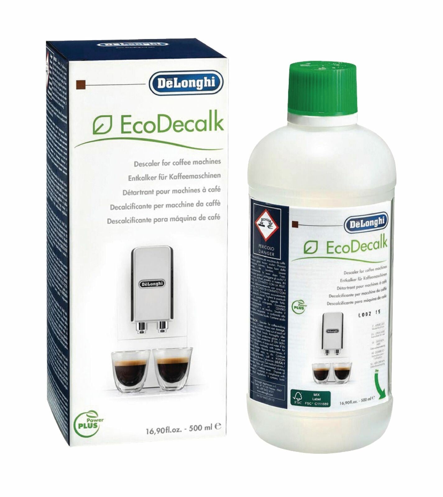 DELONGHI EcoDecalk Descaler Coffee Machine DLSC500 Bottle 500ml