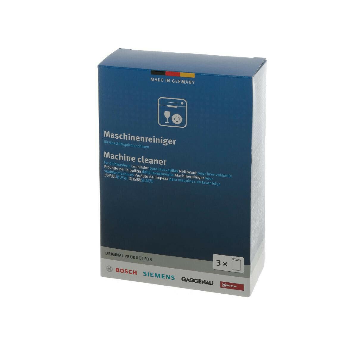 Bosch 00312193 Dishwasher Cleaner (3 Sachets) Removes Grease, Starch and Protein Residues